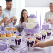 Lavender Stripe Purple Bow Baby Shower 紙コップ