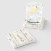 Lavender Stripes Floral   ストーンコースター (横)