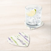 Lavender Stripes Floral Baby Shower ペーパーコースター (インサイチュ)