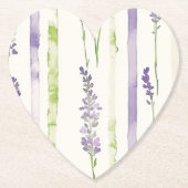 Lavender Stripes Floral Baby Shower ペーパーコースター (正面)