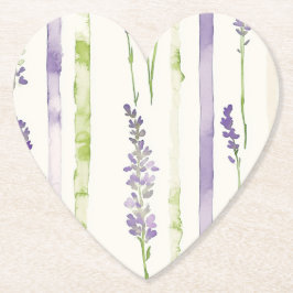 Lavender Stripes Floral Baby Shower ペーパーコースター