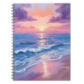 Lavender Sunset Purple Beach Ocean Watercolor ノートブック (正面)