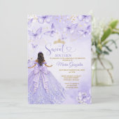 Lavender Sweet 16 Invitation with Butterflies 招待状 (スタンド正面)