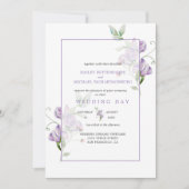 Lavender Sweet Peas Floral Wedding Invitation 招待状 (正面)