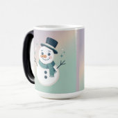 Lavender Teal Sparkling Snowman Morphing Mug モーフィングマグカップ (正面左)
