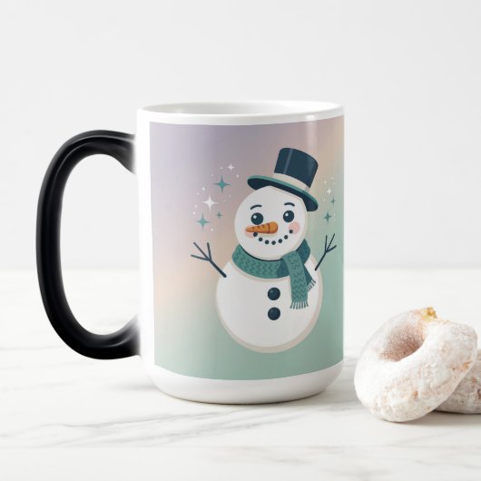Lavender Teal Sparkling Snowman Morphing Mug モーフィングマグカップ (ドーナツ)