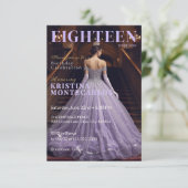 Lavender Themed Eighteenth Birthday Magazine Style 招待状 (スタンド正面)