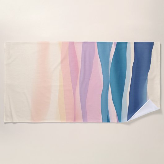 Lavender Tide Fluid Abstract Coastal ビーチタオル (正面)