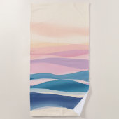 Lavender Tide Fluid Abstract Coastal ビーチタオル (正面)