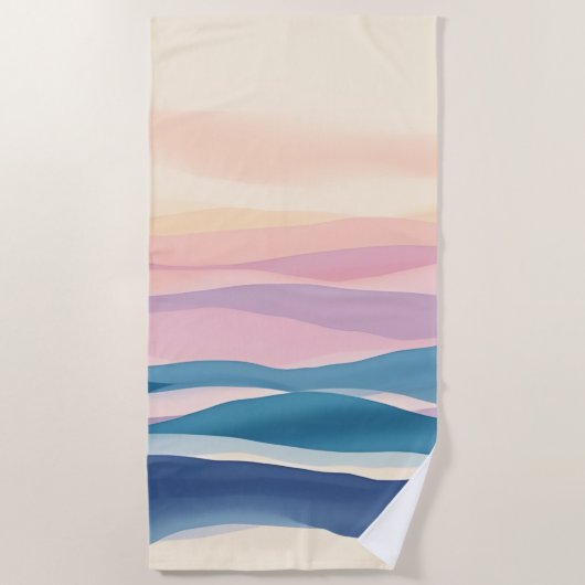 Lavender Tide Fluid Abstract Coastal ビーチタオル (正面)