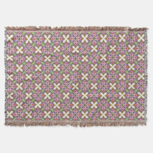 Lavender Treasury | 菱形の上品な花模様 スローブランケット (正面)