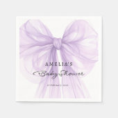 Lavender Tulle Bow Elegant Baby Shower スタンダードカクテルナプキン (正面)