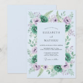 Lavender Verdant Woodland Wedding 招待状 (正面/裏面)