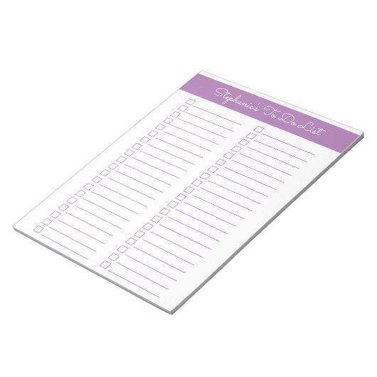 Lavender Vertical 8.5x11 Two Column Checklist ノートパッド (アングル)