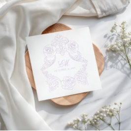 Lavender Victorian Crest Monogram Wedding スタンダードカクテルナプキン