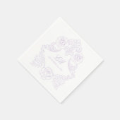 Lavender Victorian Crest Monogram Wedding スタンダードカクテルナプキン (角)