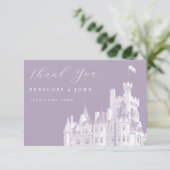 Lavender Vintage Castle Destination Wedding  サンキューカード (スタンド正面)