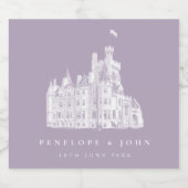 Lavender Vintage Castle Destination Wedding スパークリングワインラベル (シングルラベル)