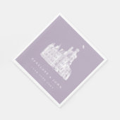 Lavender Vintage Castle Illustration Wedding スタンダードランチョンナプキン (角)
