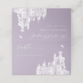 Lavender Vintage Castle Illustration Wedding プレイスカード (外部開封)