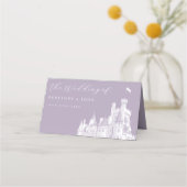 Lavender Vintage Castle Illustration Wedding プレイスカード (裏面)