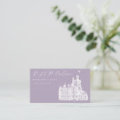 Lavender Vintage Castle RSVP Wedding Website エンクロージャーカード (スタンド正面)
