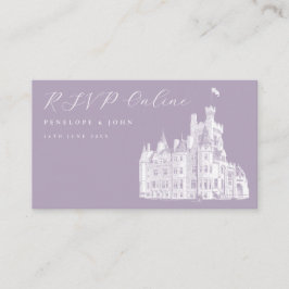 Lavender Vintage Castle RSVP Wedding Website エンクロージャーカード