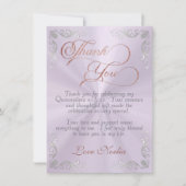 Lavender - Vintage Frame & Tiara Quinceanera サンキューカード (正面)