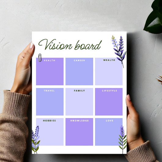 Lavender Vision Board | Goal Planner Worksheet ポスター