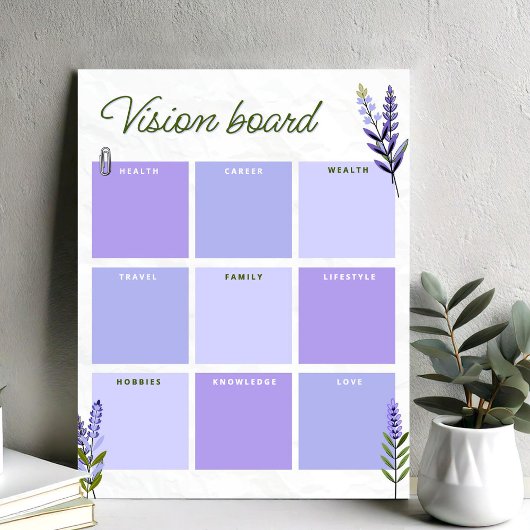 Lavender Vision Board | Goal Planner Worksheet ポスター