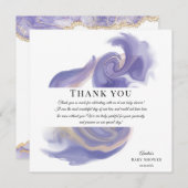 Lavender Watercolor Abstract Baby Shower サンキューカード (正面/裏面)