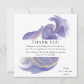 Lavender Watercolor Abstract Baby Shower サンキューカード (正面)