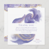 Lavender Watercolor Abstract Birthday サンキューカード (正面/裏面)