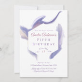 Lavender Watercolor Abstract Birthday Invitation 招待状 (正面)