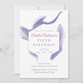Lavender Watercolor Abstract Birthday Invitation 招待状
