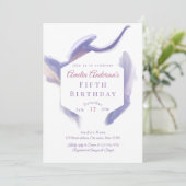 Lavender Watercolor Abstract Birthday Invitation 招待状 (スタンド正面)