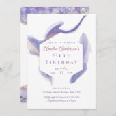 Lavender Watercolor Abstract Birthday Invitation 招待状 (正面/裏面)