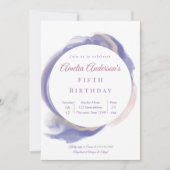 Lavender Watercolor Abstract Birthday Invitation 招待状 (正面)