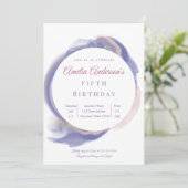 Lavender Watercolor Abstract Birthday Invitation 招待状 (スタンド正面)