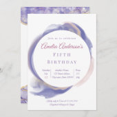 Lavender Watercolor Abstract Birthday Invitation 招待状 (正面/裏面)