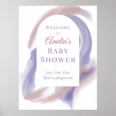 Lavender Watercolor Abstract Welcome Poster ポスター (正面)