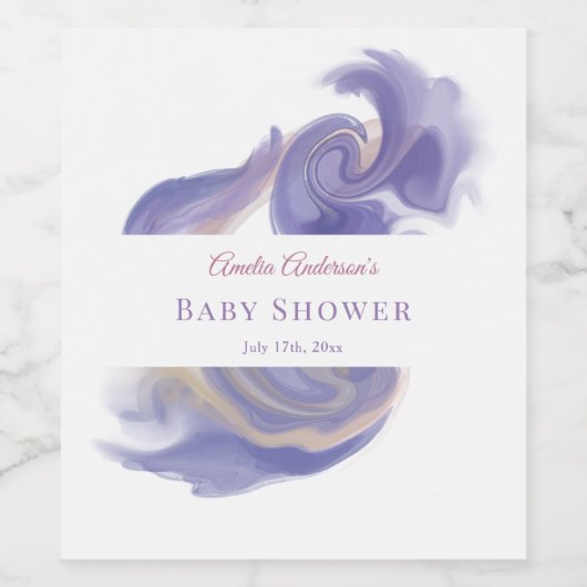 Lavender Watercolor Abstract Wine Bottle Label ワインラベル (シングルラベル)