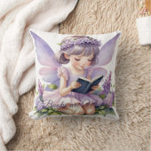 Lavender Watercolor Fairy Reading Books Are Magic  クッション (ブランケット)