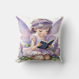 Lavender Watercolor Fairy Reading Books Are Magic  クッション