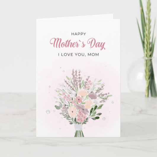 Lavender Watercolor Floral Mother's Day カード (正面)