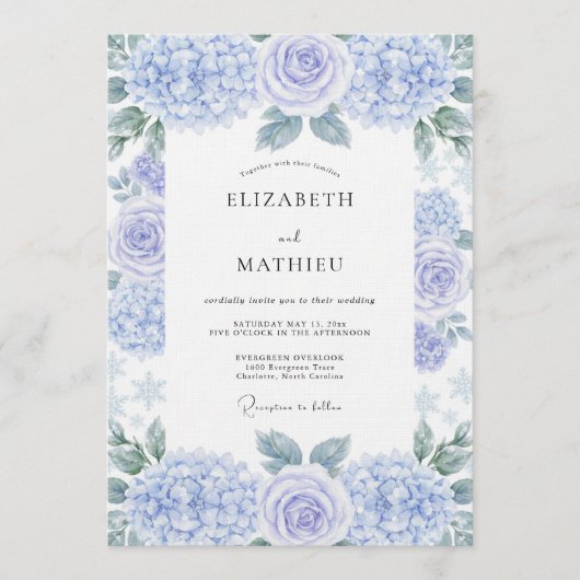 Lavender Watercolor Floral Romance Wedding 招待状 (正面)