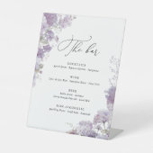 Lavender Watercolor Floral Wedding Bar Menu 台座サイン (正面)