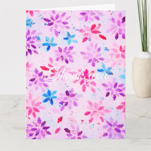 Lavender Watercolor Floral Wedding Thank You Card カード (正面)