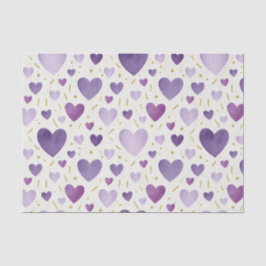 Lavender Watercolor Hearts with Gold Sparkle 薄葉紙
