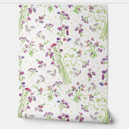 Lavender Watercolor Pattern Floral Art Print 壁紙